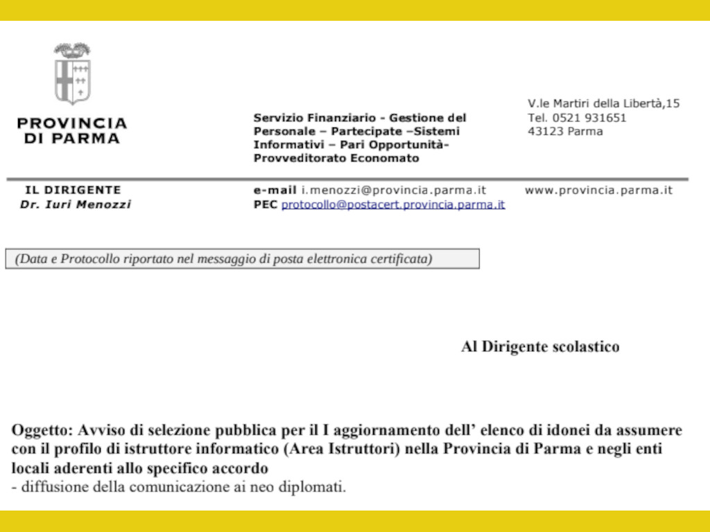 selezione informatici provincia